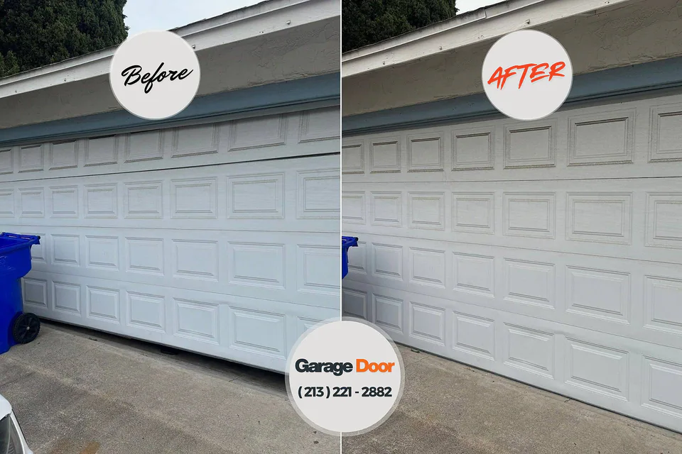 Before and after: garage door repair Stockdale, TX